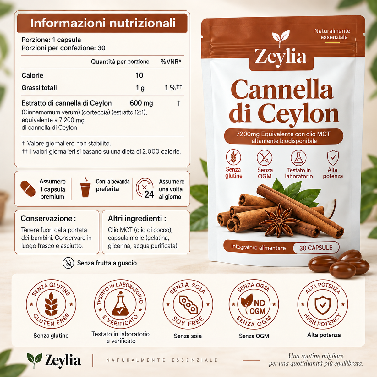 Informazioni e uso della Cannella di Ceylon Zeylia